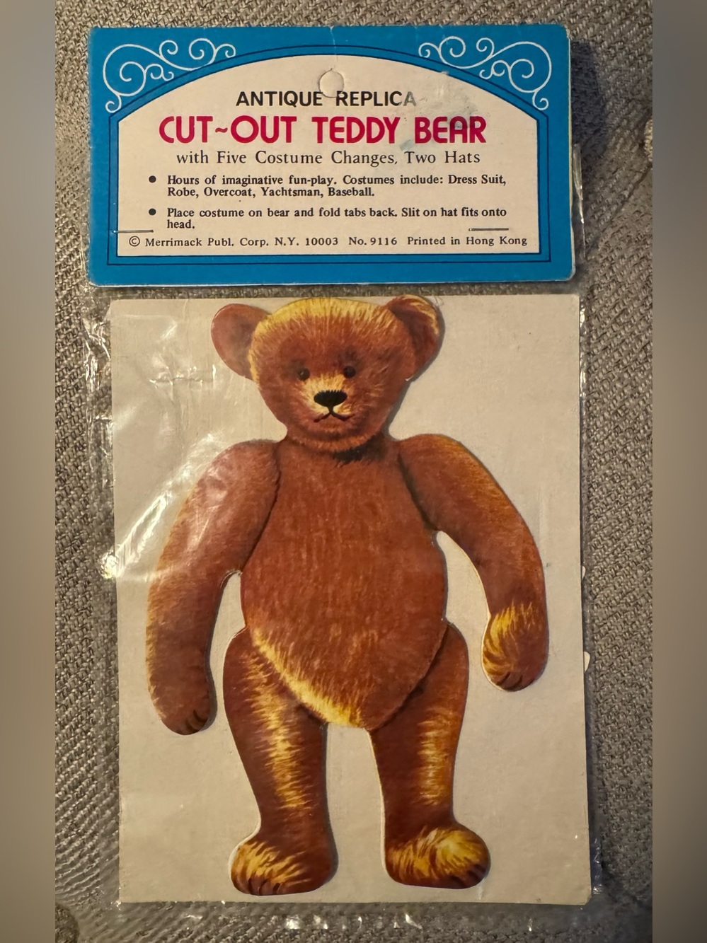 Teddy Bear cut-out w/costumes Merrimack paper doll